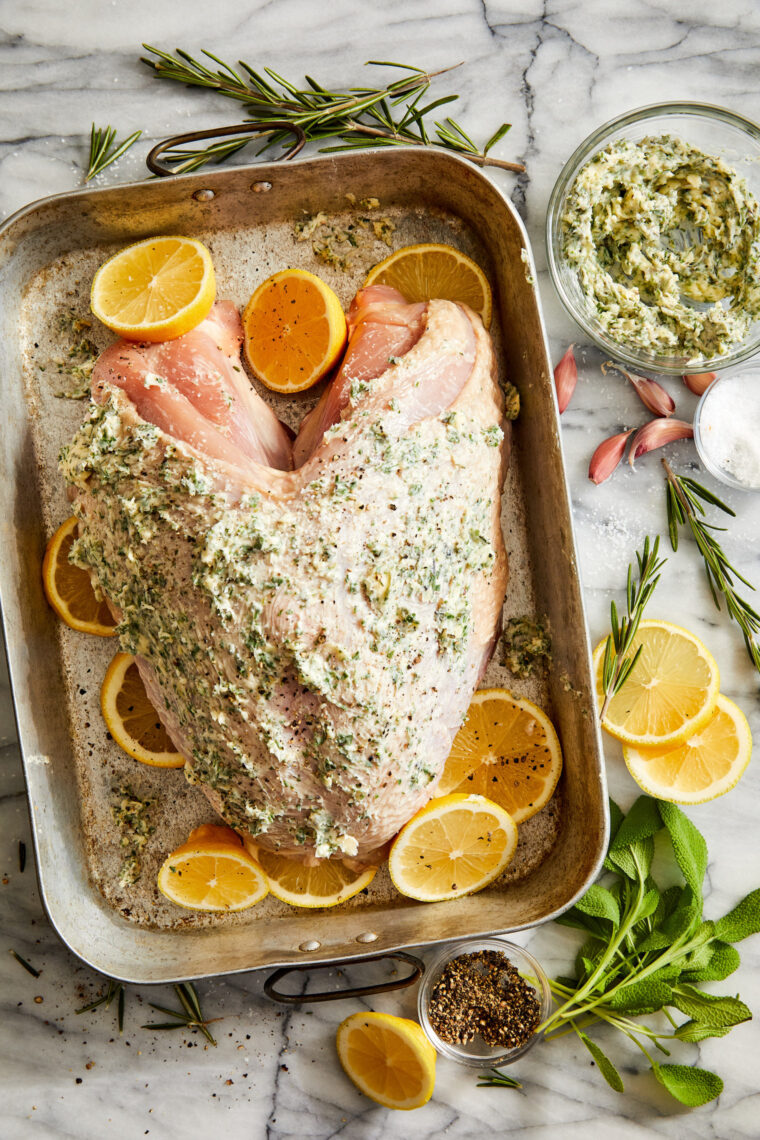 Roasted Turkey Breast - Yields the most tender, juicy meat with the crispiest skin! 15-20 min prep time. That's it! So simple yet SO GOOD.