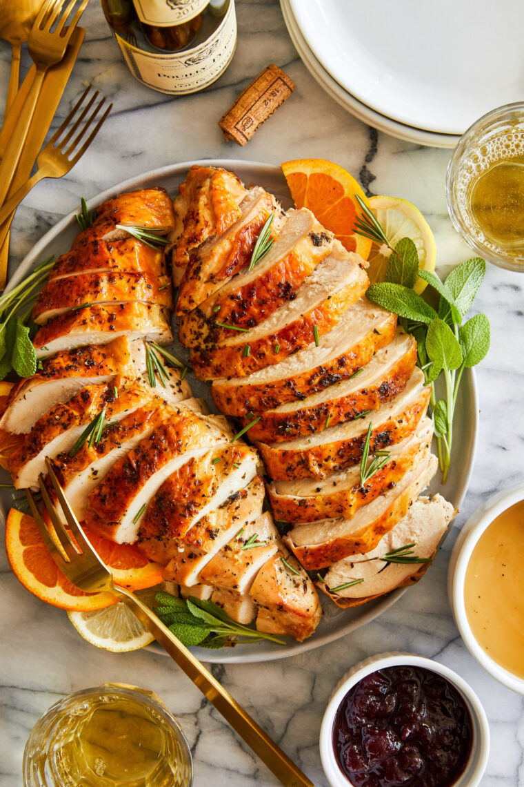 Roasted Turkey Breast - Yields the most tender, juicy meat with the crispiest skin! 15-20 min prep time. That's it! So simple yet SO GOOD.