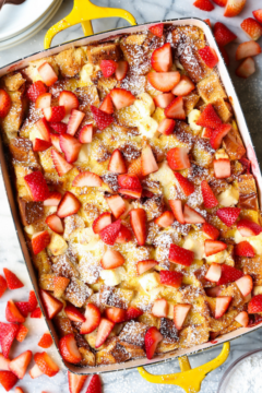 BAKED STRAWBERRIES AND CREAM FRENCH TOAST