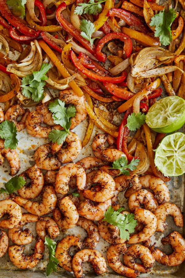 Sheet Pan Shrimp Fajitas - Damn Delicious