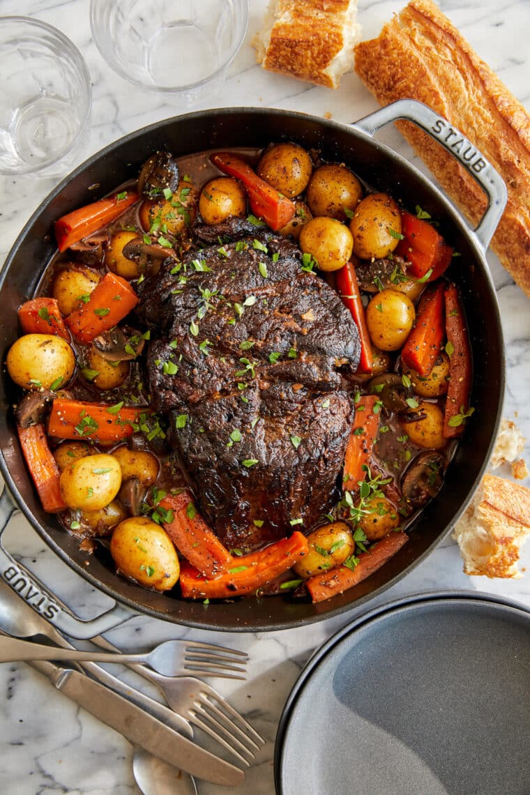 Perfect Pot Roast - Truly the best melt-in-your-mouth pot roast, cooked low and slow and simmered until perfection. Serve with crusty bread!