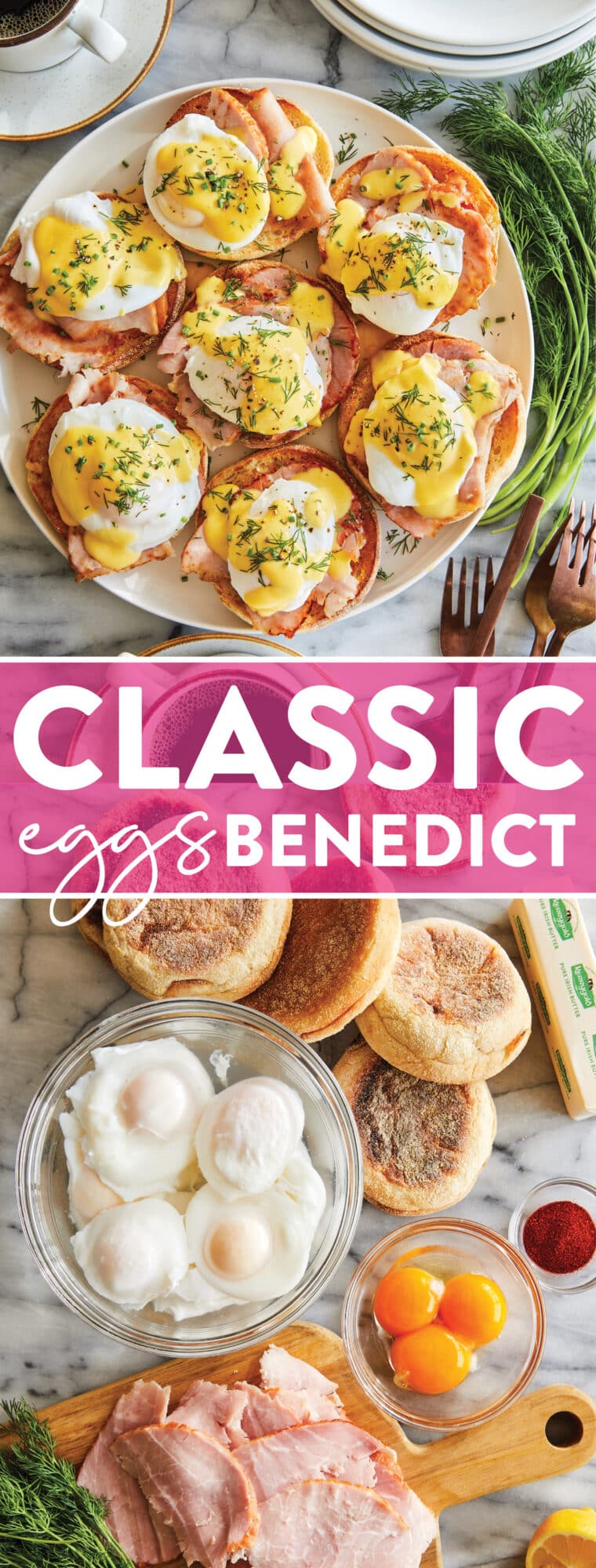 Classic Eggs Benedict - Truly the BEST eggs benedict recipe you can make right at home! Made with the creamiest benedict (hollandaise) sauce.