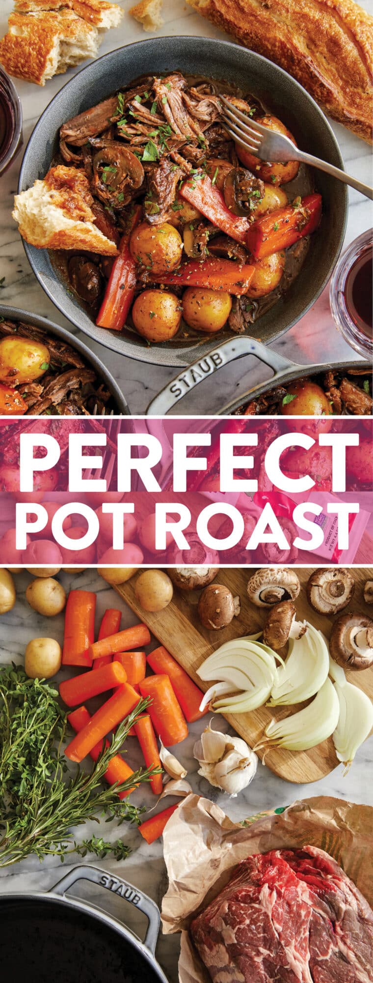 Perfect Pot Roast - Davvero il miglior arrosto che si scioglie in bocca, cotto a fuoco lento e cotto a fuoco lento fino alla perfezione.  Servire con crostini di pane!
