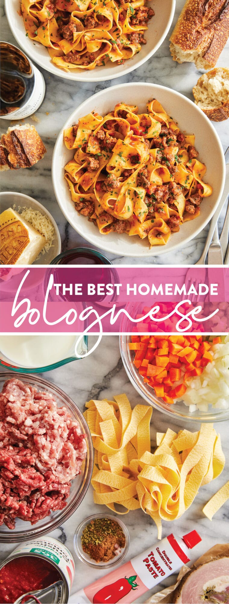 The Best Homemade Bolognese - THE BEST (freezable) Bolognese Sauce!  So rich, so hearty, so perfect.  Serve over pasta or gnocchi! 