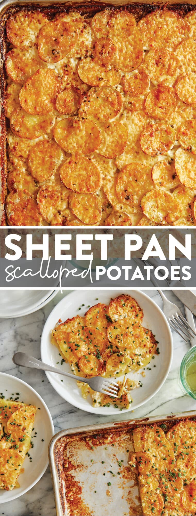 Sheet Pan Scalloped Potatoes - The best part is the crispiest edges and tops ALL AROUND with the creamiest goodness underneath. So so good!