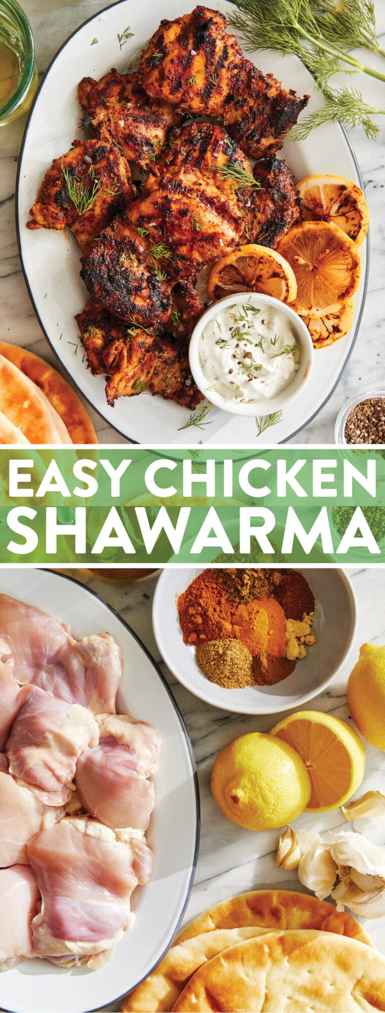 Easy Chicken Shawarma - The best homemade shawarma recipe using the most amazing (and easy!) spice mixture. Great for salads, wraps + bowls!
