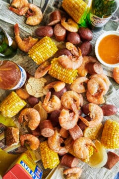 A summertime classic shrimp boil that EVERYONE will love. Serve with lemon wedges and hot sauce!