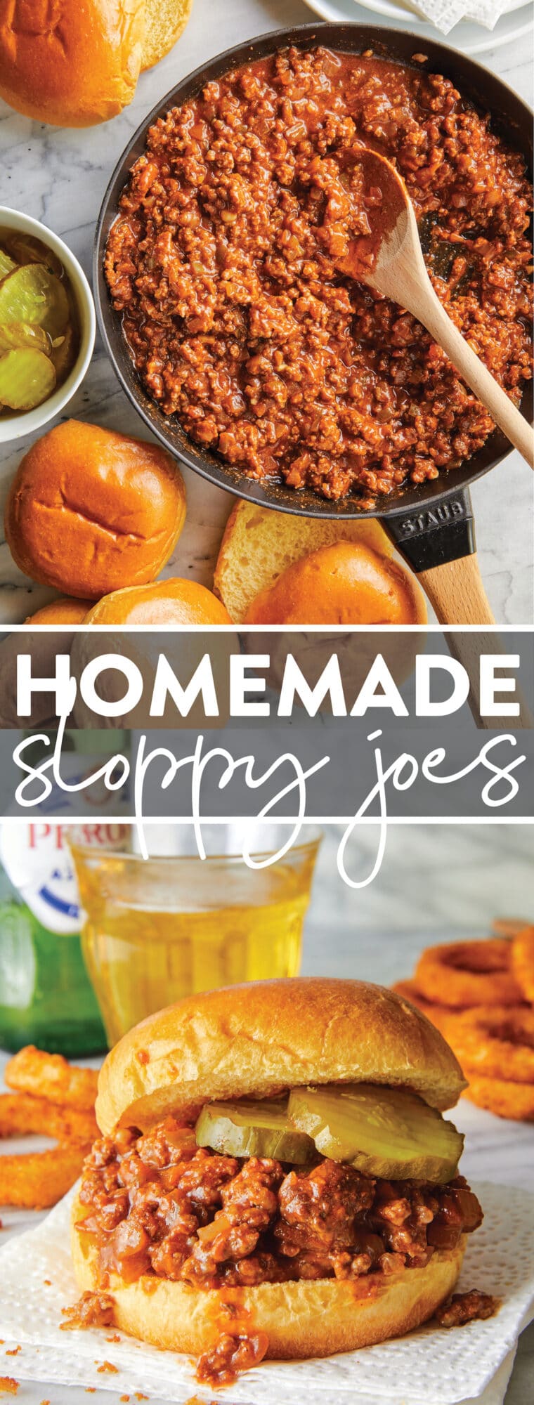 Homemade Sloppy Joes - Hands down THE BEST sloppy joes made from scratch! So saucy, so hearty. Serve in hamburger buns for a quick dinner!