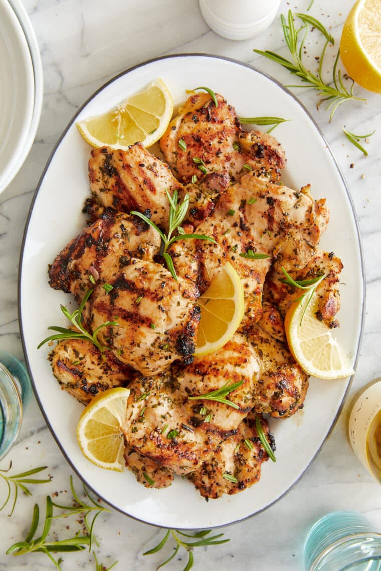 Skewered chicken marinated in lemon, parsley and garlic