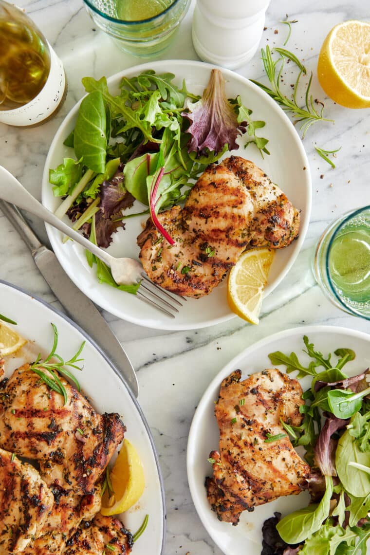 Tuscan Lemon Chicken - Marinated in olive oil, lemon, rosemary, thyme, garlicky goodness. So juicy, tender and moist, grilled to perfection!