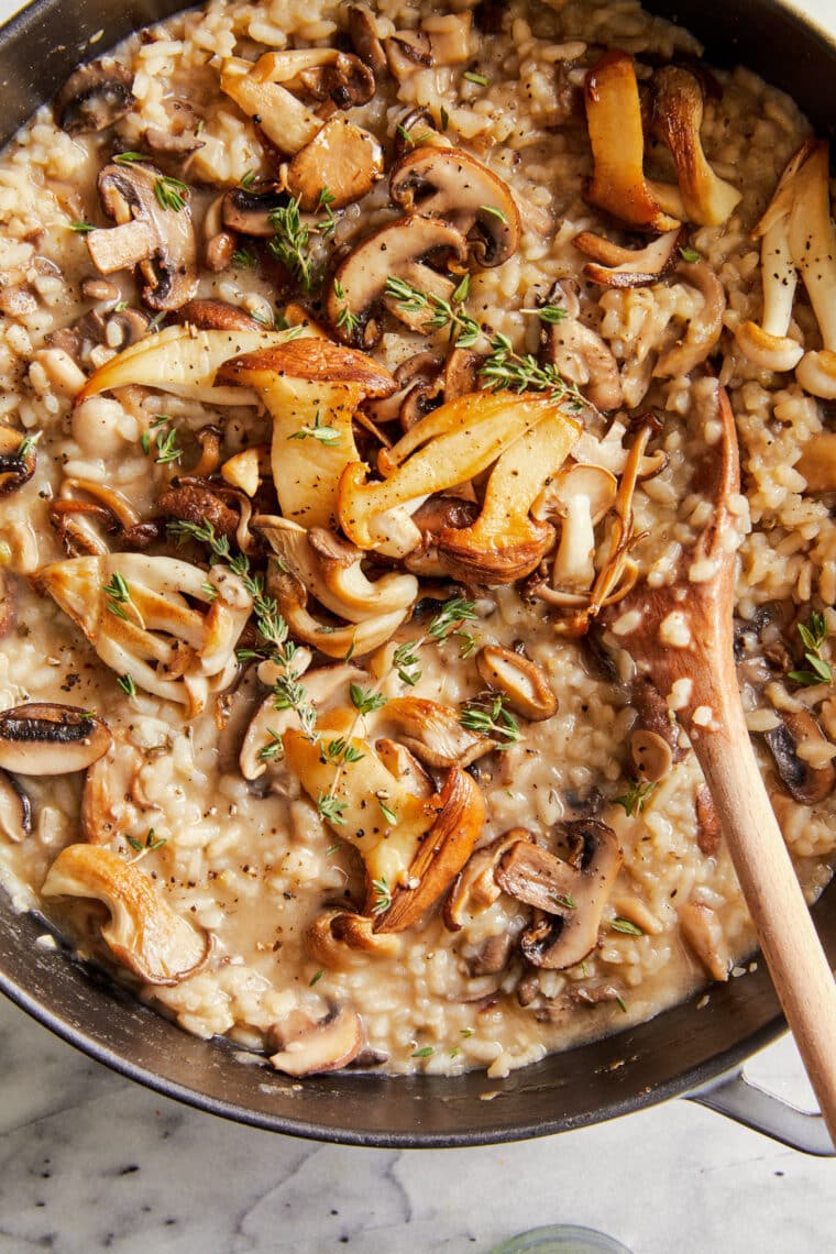 Mushroom Risotto - Nothing beats homemade risotto! So elegant, rich and oh so velvety-creamy, made with white wine, thyme, and fresh Parmesan.