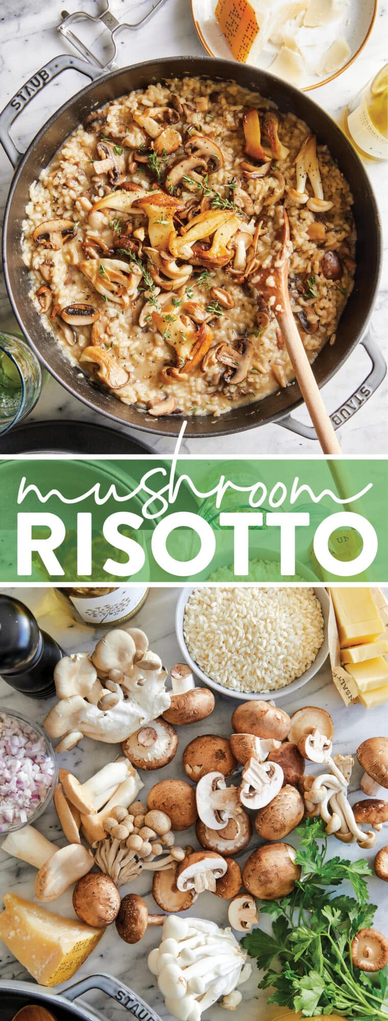 Mushroom Risotto - Nothing beats homemade risotto! So elegant, rich and oh so velvety-creamy, made with white wine, thyme, and fresh Parmesan.