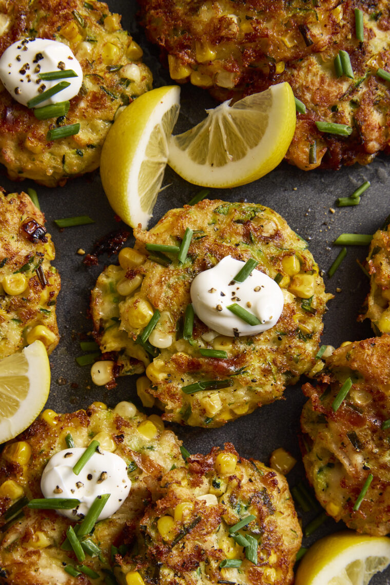 Chicken Zucchini Fritters - Low-carb, healthy veggie-loaded fritters. Such a great way to sneak in those veggies for all those picky eaters!