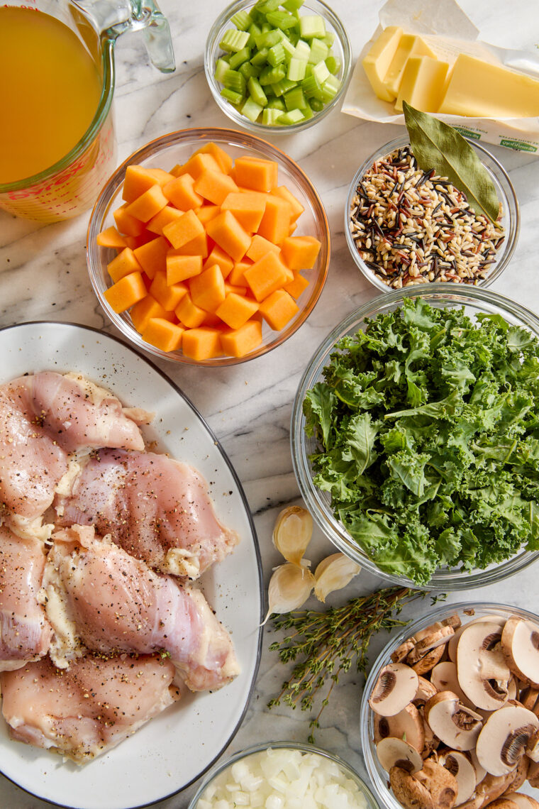 Fall Chicken and Wild Rice Soup - With chicken, wild rice, and butternut squash (or sweet potato!). The coziest autumn soup to warm you up!